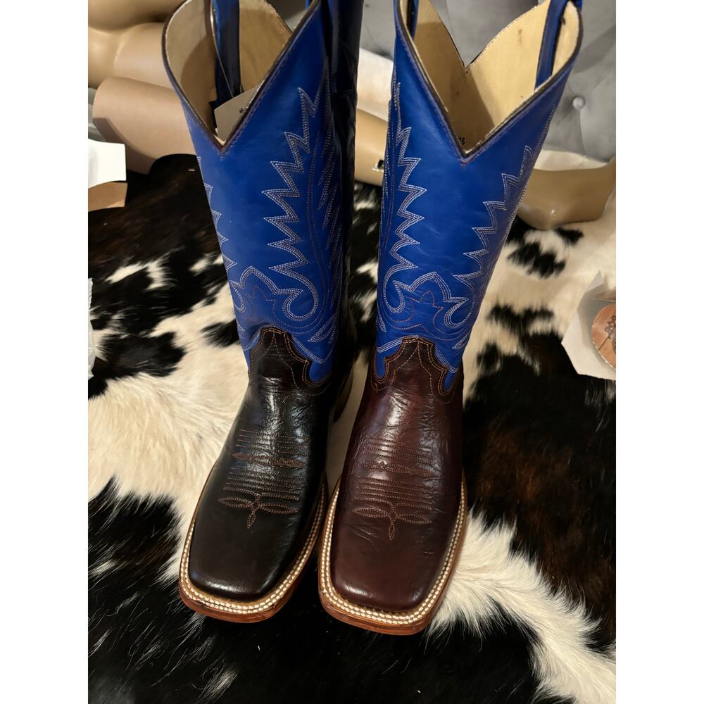 Men’s cowboy boots leather 8.5 Festival stagecoach blue cowboy costume woody